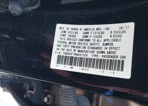 2017 Honda Accord Sport Special Edition from USA, damaged, VIN 1HGCR2F19HA251024